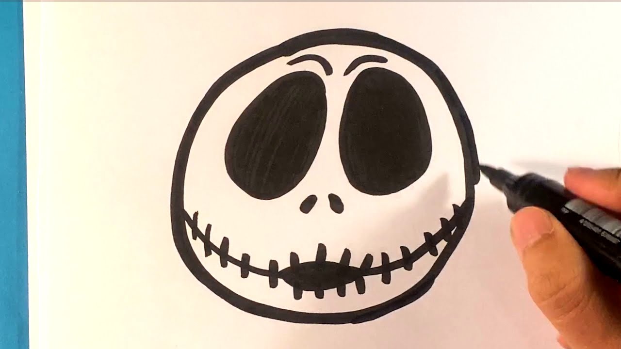 How to Draw Jack Skellington Head - Happy Drawing Lesson 