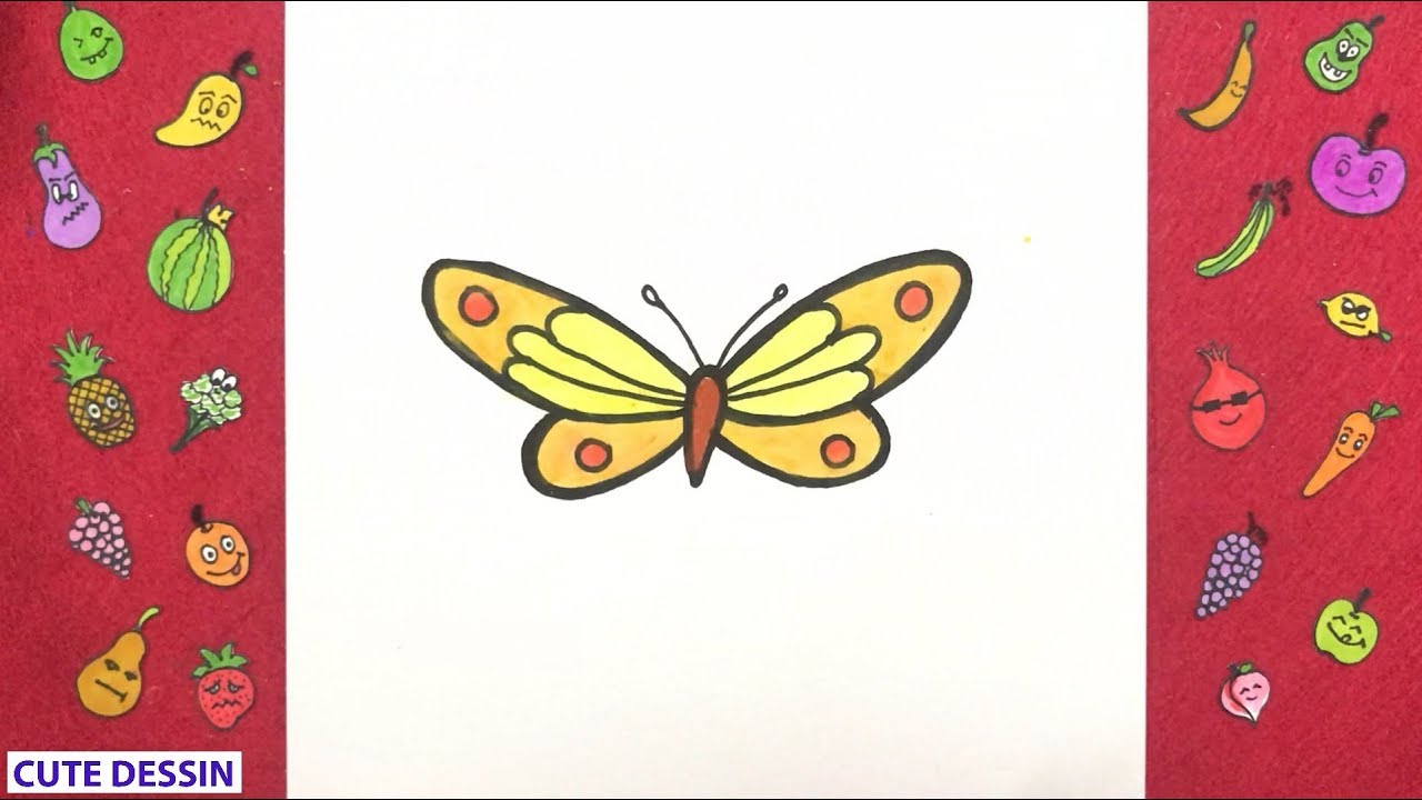 Comment dessiner et colorier un papillon mignon facilement étape par étape 4 – Dessin papillon 