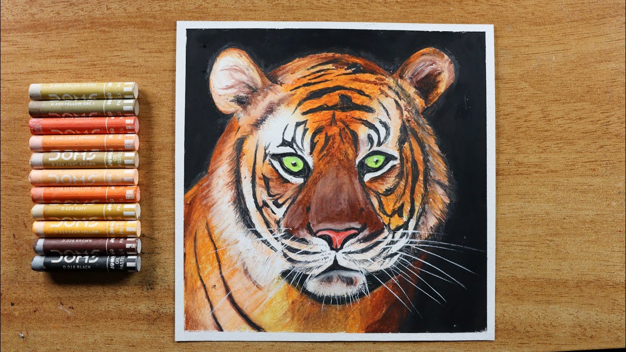 Oil Pastel Drawing / Realistic Tiger Drawing with oil Pastels / oil pastel painting for beginners 