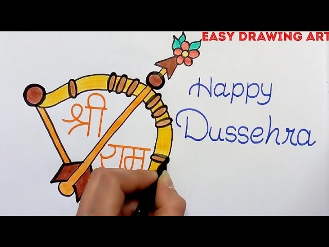 how to make handmade dussehra greeting card drawing 