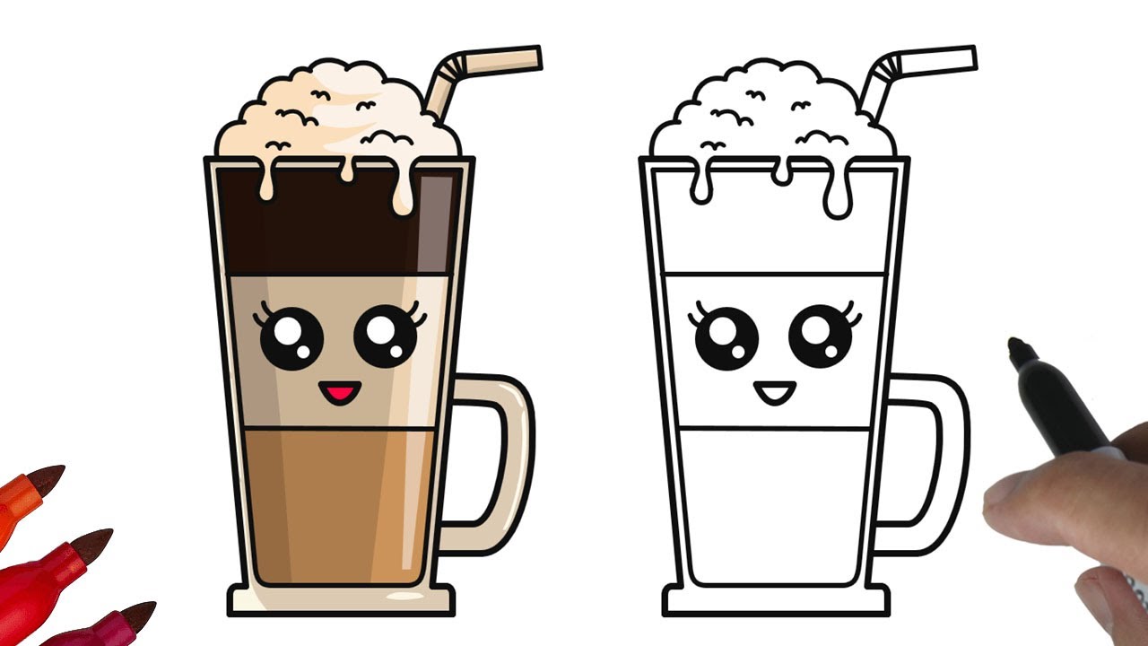 Cara Menggambar Gelas Kopi Latte Lucu | How to Draw a Cute Coffee Glass 