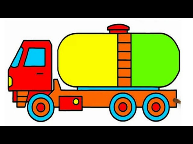 how to draw oil truck drawing painting police truck drawing excavator easy drawings colours tajmahal 