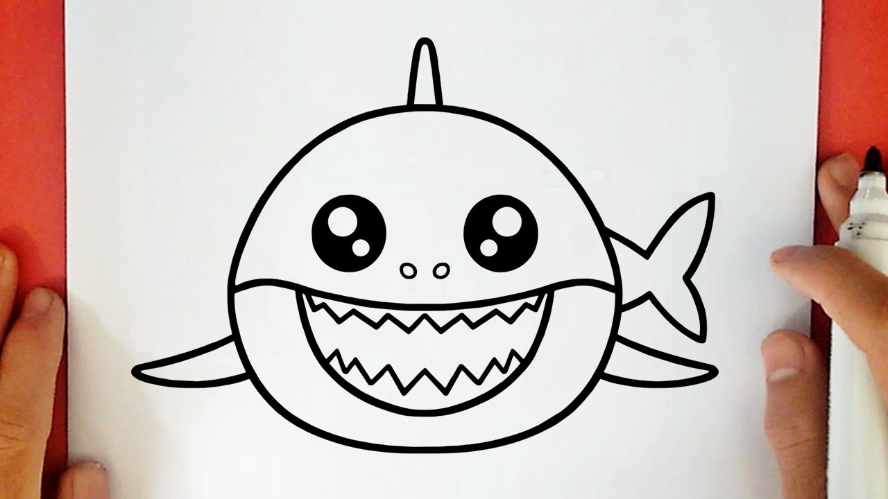 COMMENT DESSINER BABY SHARK KAWAII 