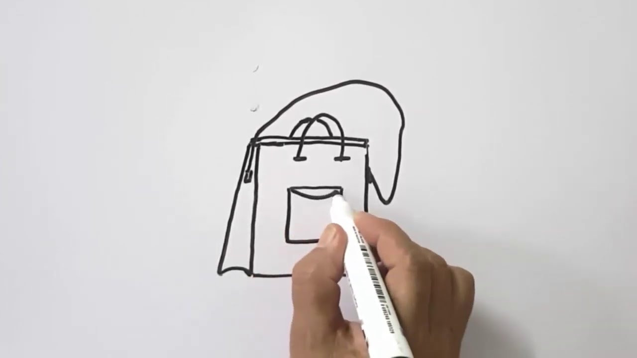 Bag easy drawings on a whiteboard step by step artwork| Learn hand bag drawing on a whiteboard 