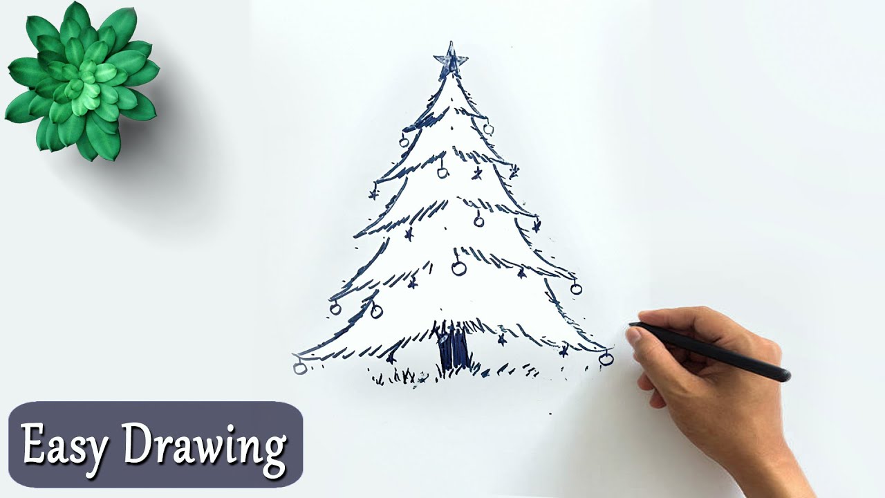 Christmas Tree Easy Drawing Technique for #Christmas Day 2019 