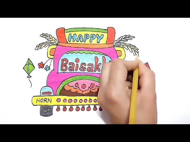 how to draw baisakhi festival poster 