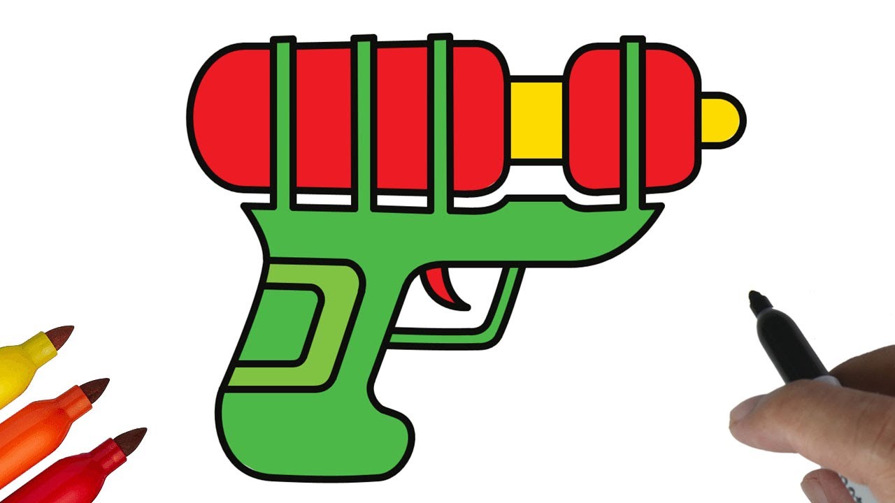 Cara Menggambar Pistol Air Mainan Lucu | How to Draw a Water Gun Toy 