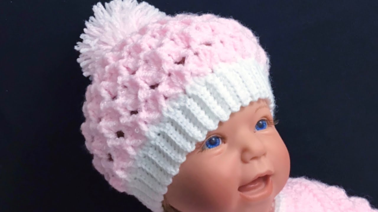 CROCHET BABY HAT 3-6M, MARSHMALLOW CROCHET STITCH, HOW TO CROCHET BABY HATS up to 12M 