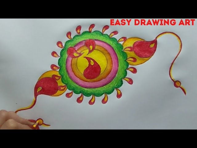 how to make handmade rakhi design drawing || rakshabandhan poster drawing 