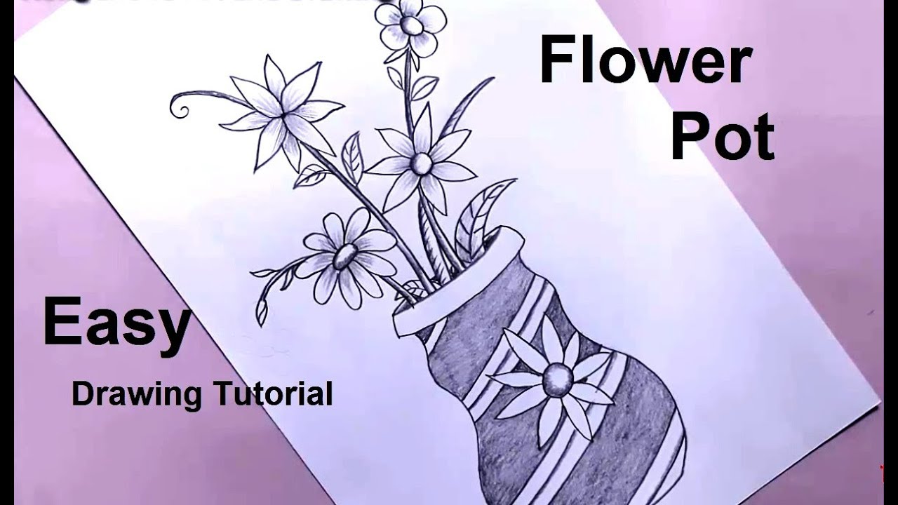 How to draw a flower Vase || Pencil Drawing || Fuler Jhuri Drawing 