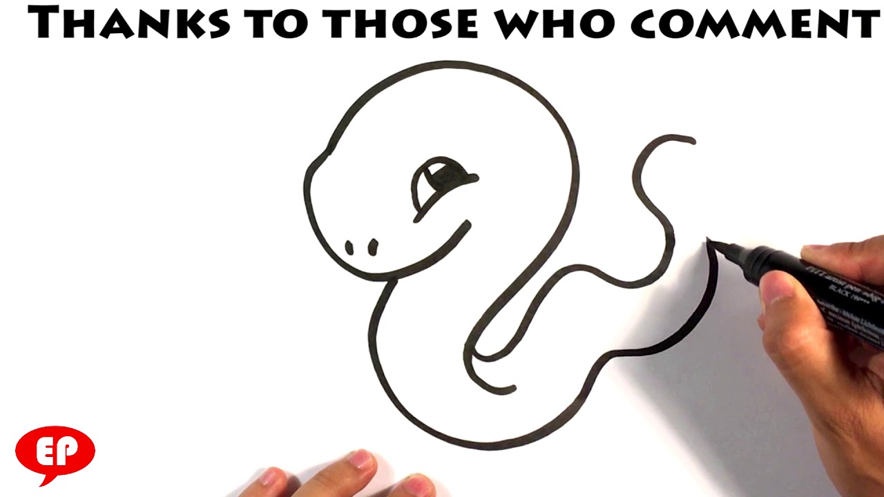 How to Draw a Baby Snake - Cute - Easy Pictures to Draw 