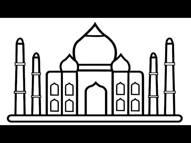 how to draw taj mahal drawing painting castle drawing mosque drawing very easy drawing colour masjid 
