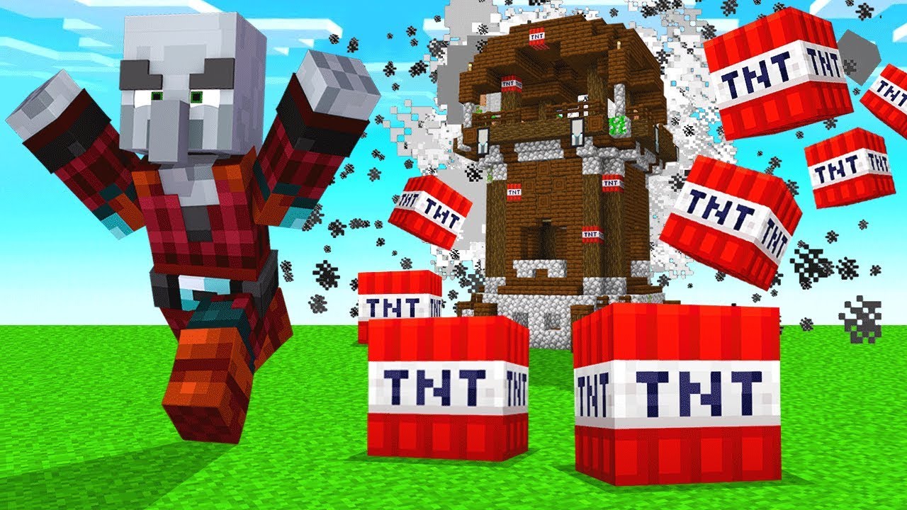 How much TNT will it take to BLOW UP a PILLAGER BASE? (Minecraft) 