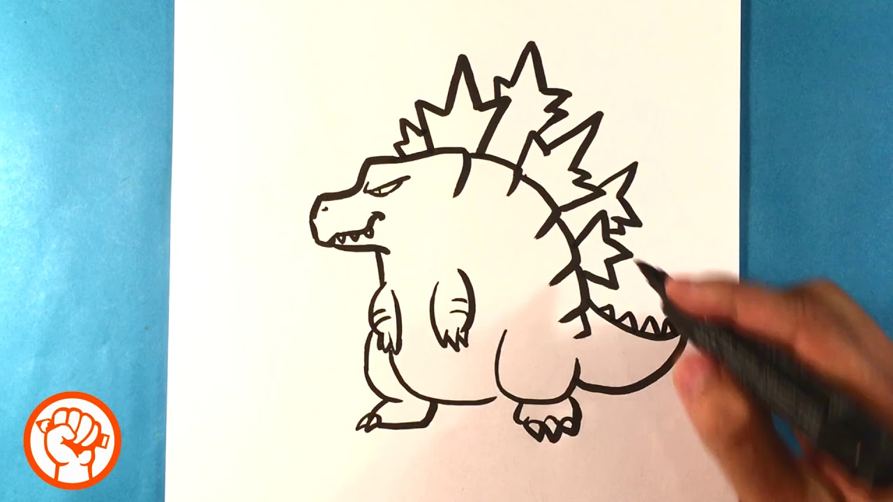 How to Draw Cute Godzilla - Kaiju - Easy Pictures to Draw 