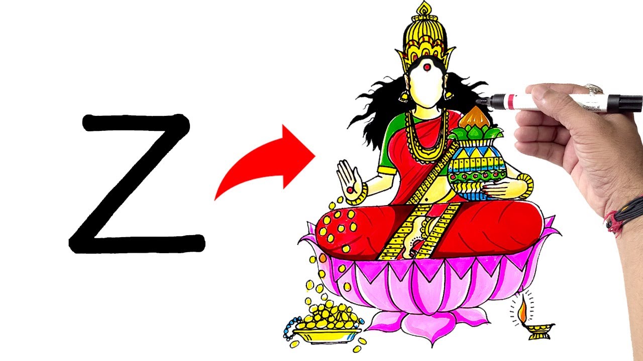 Lakshmi puja drawing - Z से लक्ष्मी जी चित्र अबतक का सबसे आसान तरीका ढूंढ निकला आपके लिए | Lakshmi 