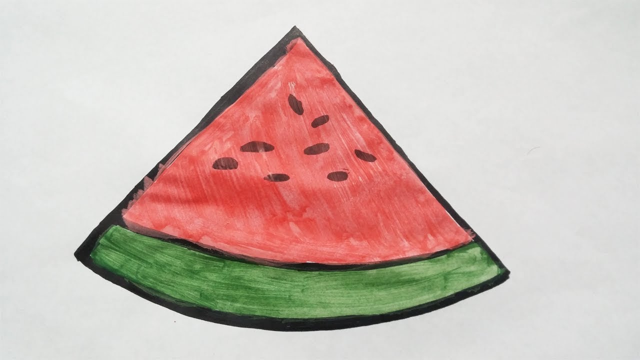 Easy and simple watermelon drawing| How to draw watermelon for beginners| Online drawing lesson 