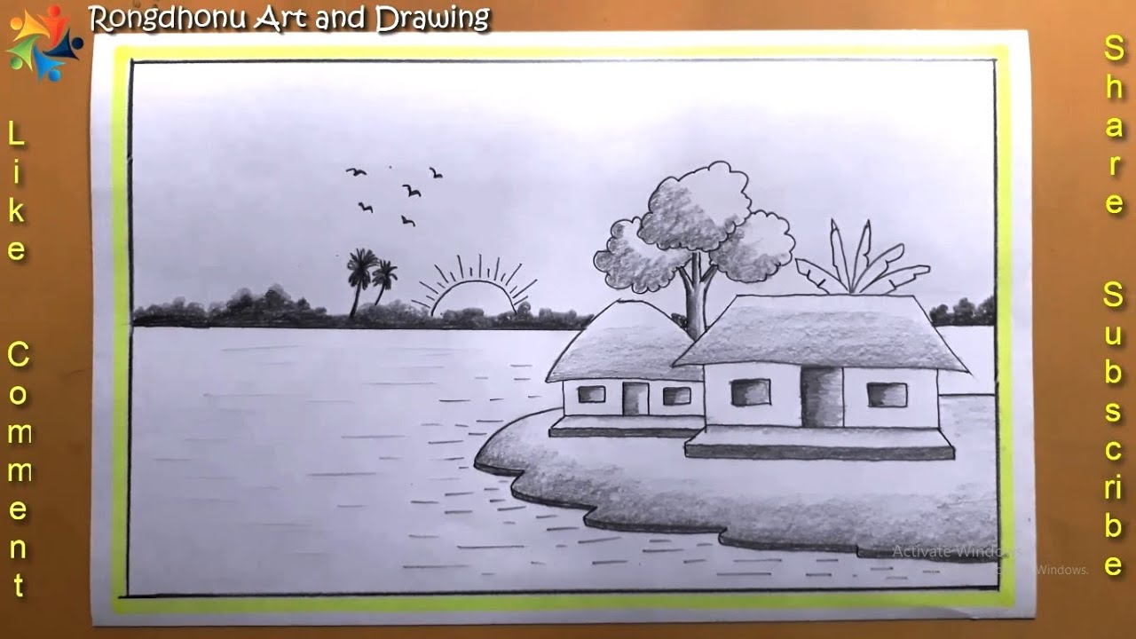 How to Draw a Scenery | Easy Drawing Tutorial 