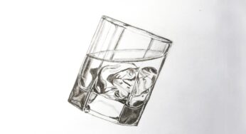 Как нарисовать БАКАЛ СТАКАН простым карандашом . How to draw a glass with ice.