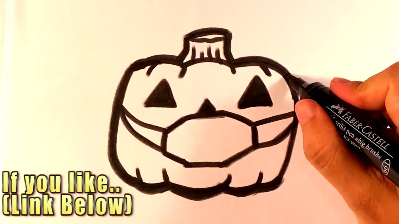 How to Draw Pumpkin with Mask - Halloween Drawings 