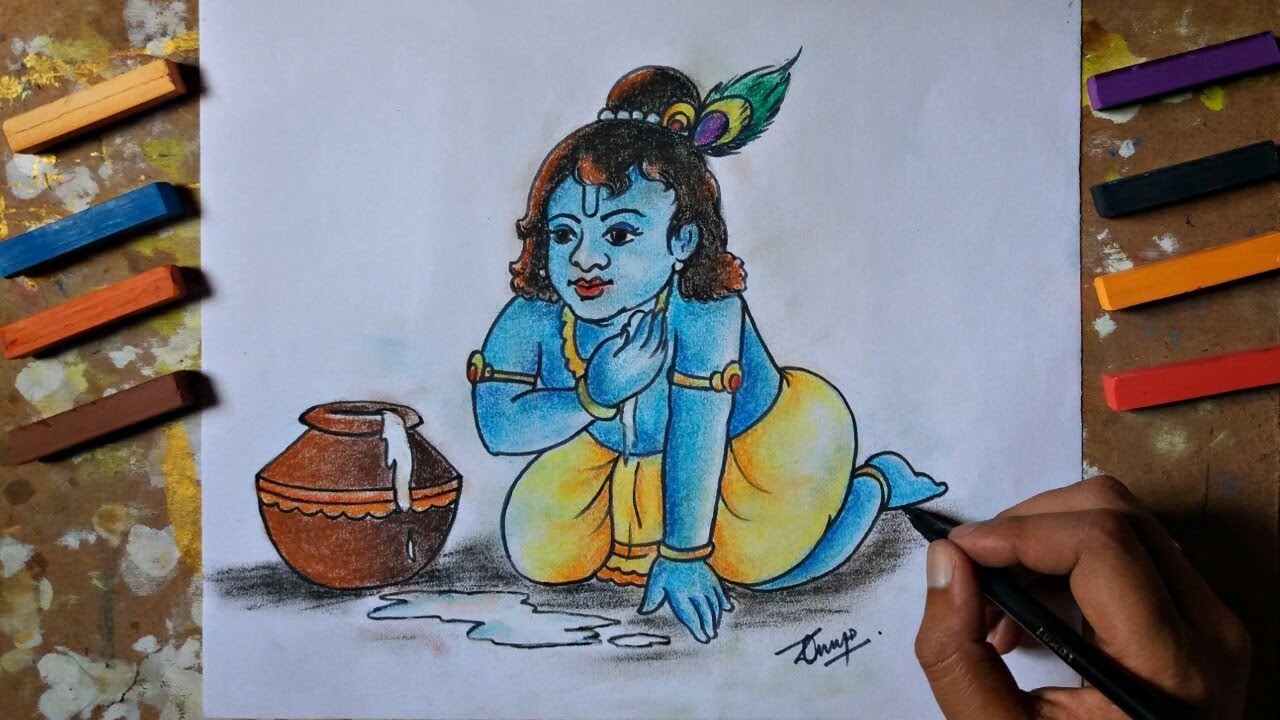 Janmashtami Drawing || Krishna || Anup Kumar Acharjee 