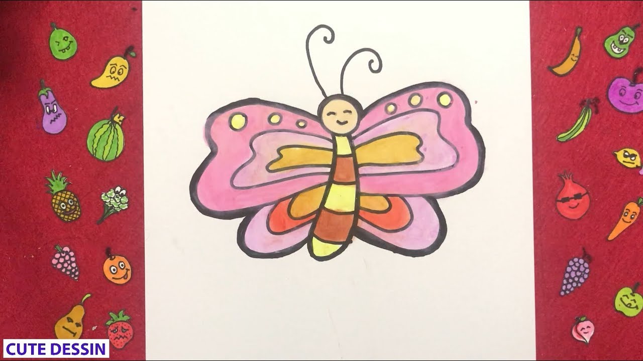 Comment dessiner et colorier un papillon mignon facilement étape par étape 5 – Dessin papillon 