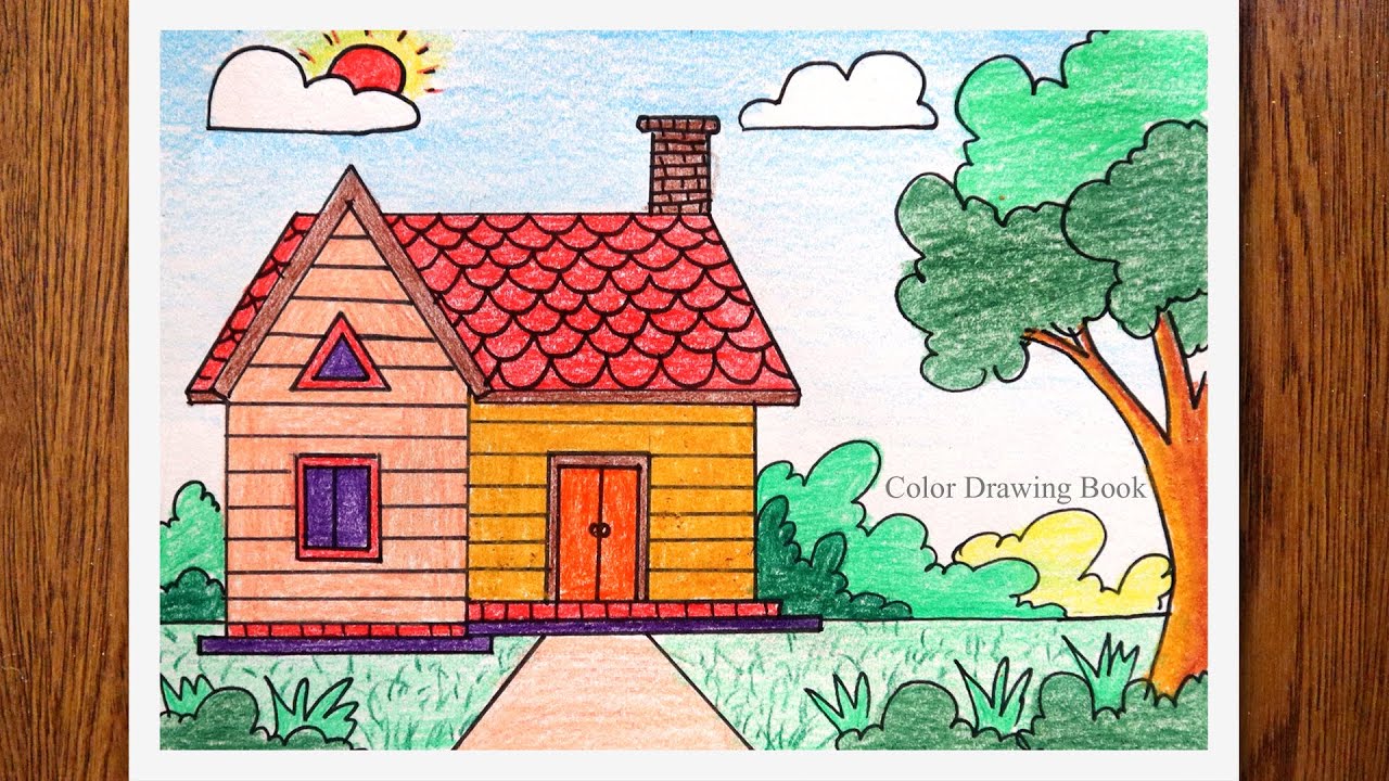 How to draw a house scenery step by step | Easy Drawing for beginners 