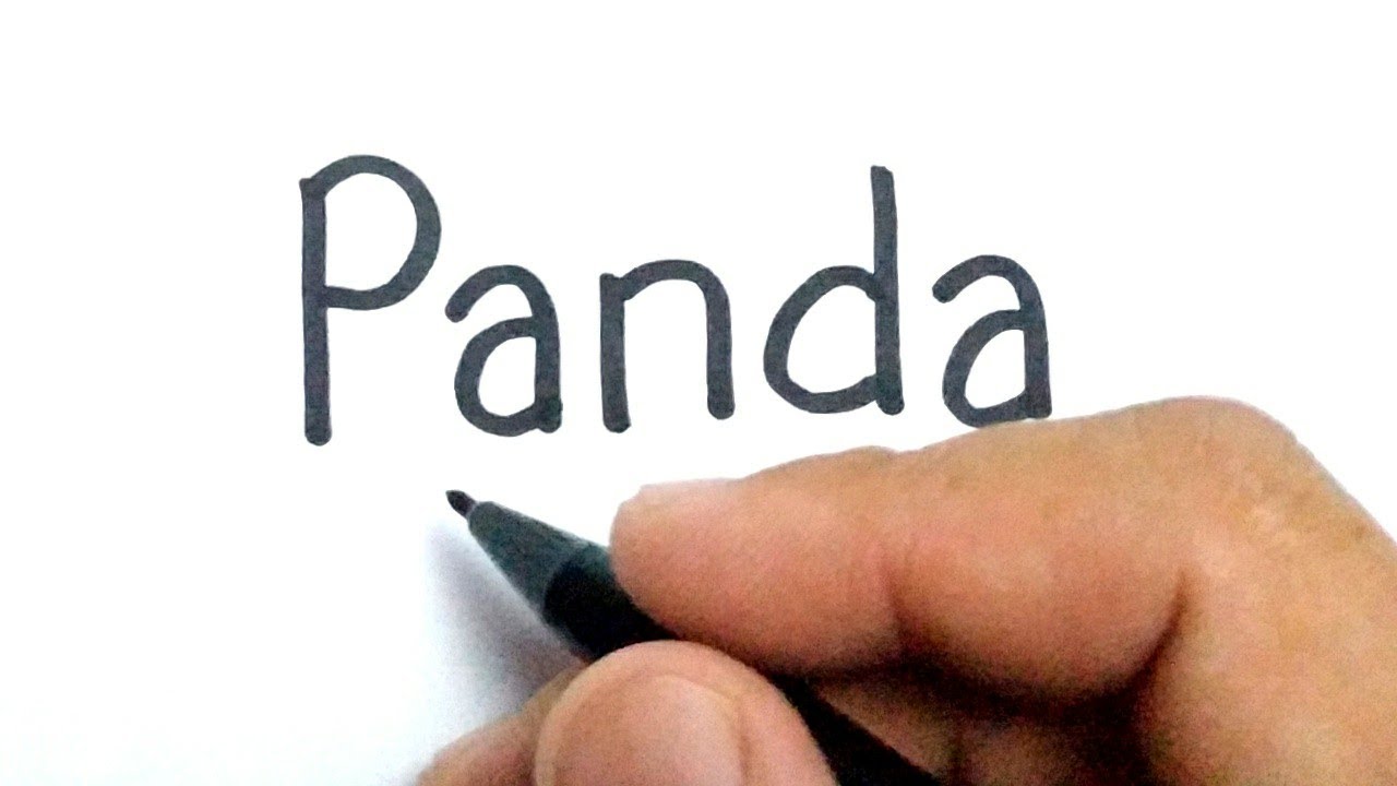 VERY EASY , How to turn words PANDA into cartoon for kids 