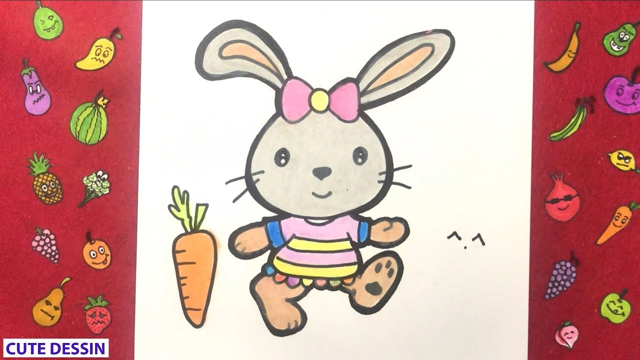 Comment dessiner et colorier un lapin mignon facilement étape par étape 15 – Dessin lapin 