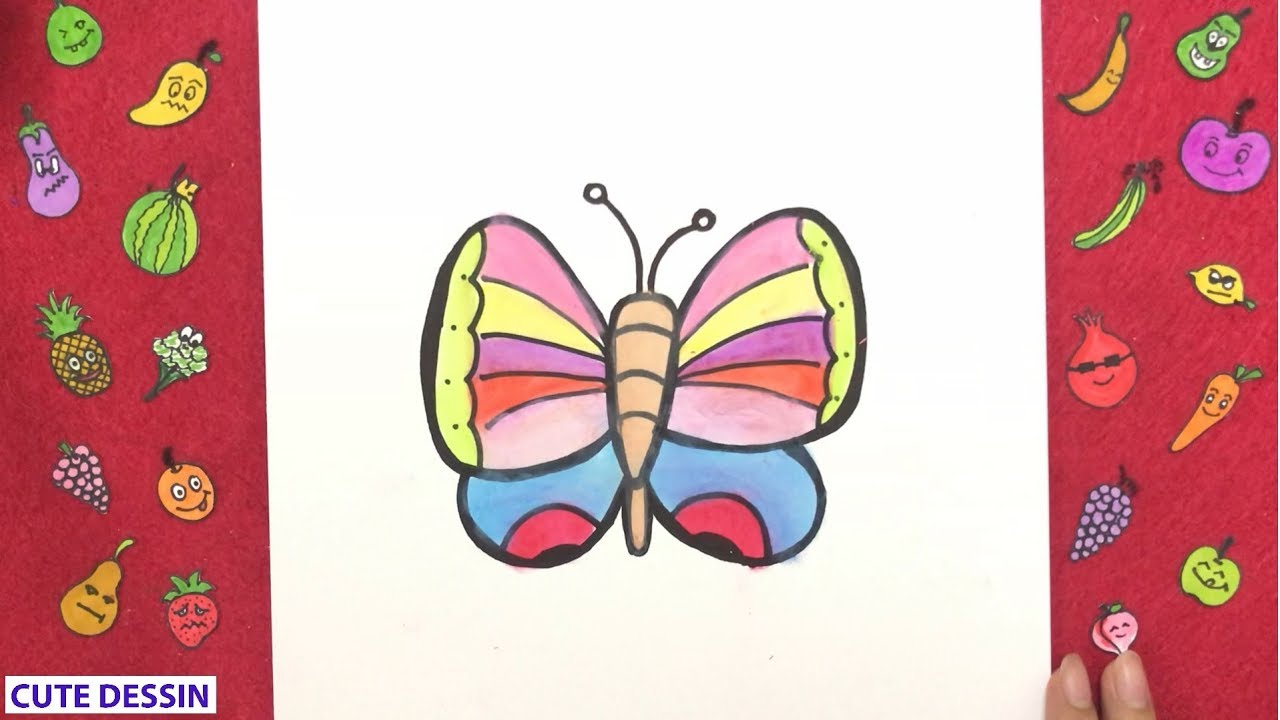 Comment dessiner et colorier un papillon mignon facilement étape par étape 1 – Dessin papillon 