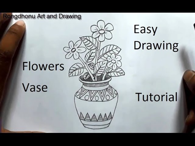 How to draw Flowers with vase | Flower pot draw with Pencil (Very Easy) 
