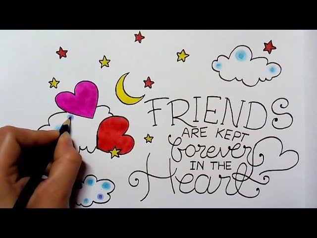 how to make handmade friendship day greeting card drawing 