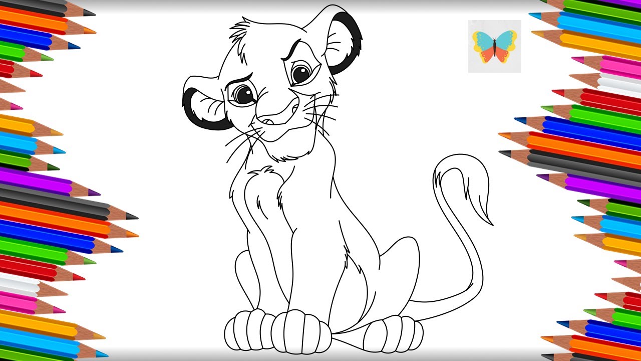 Как нарисовать Симбу из мультика Король Лев | Рисуем и Учим Цвета | Kids Coloring 