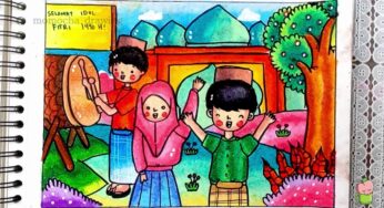 Idul fitri – Cara Menggambar dan Mewarnai Gradasi Warna Oil Pastel