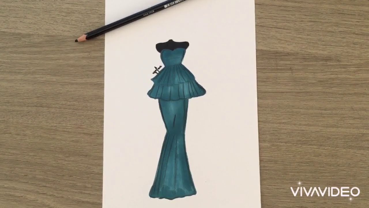 Comment dessiner une robe /How to draw a dress/ Wie zeichnet man ein Kleid 