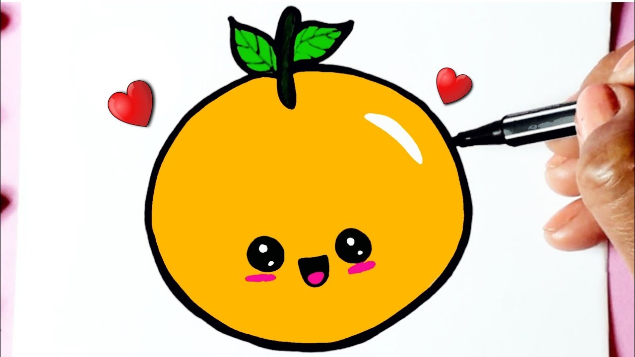 Cómo dibujar kawaii linda fruta naranja ❤ Dibujos Kawaii - Dibujos para dibujar 
