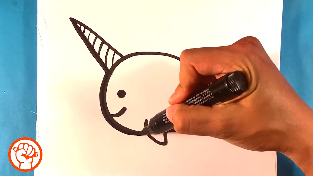 How to Draw Cute Narwhal - Easy Pictures to Draw for Beginners 2