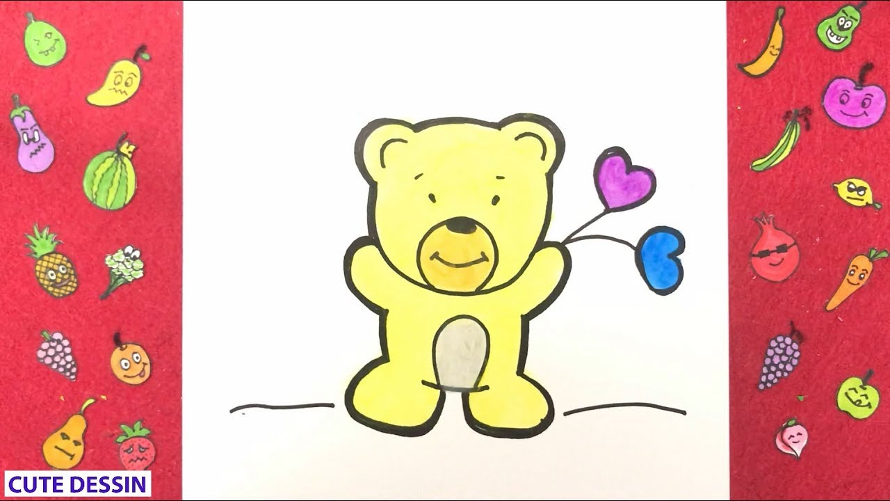Comment dessiner et colorier un ours mignon FACILEMENT étape par étape 5 – Dessin ours 