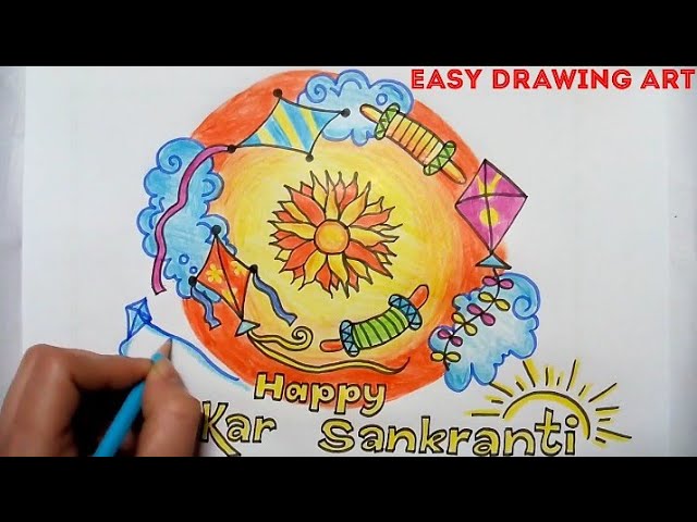 Featured image of post Makar Sankranti Drawing Easy Observed in january every year makar sankranti falls on the first day of sun s transit into capricorn makara