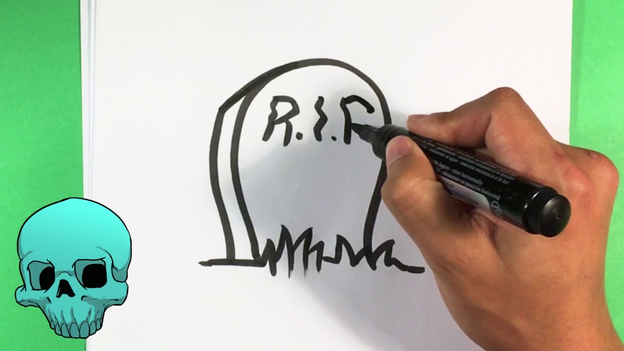 How to Draw Tombstone - Halloween Drawings 1