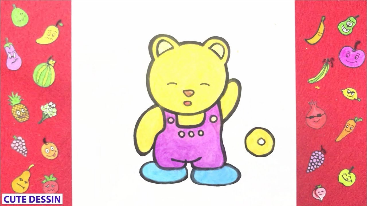 Comment dessiner et colorier un ours mignon FACILEMENT étape par étape 2 – Dessin ours 