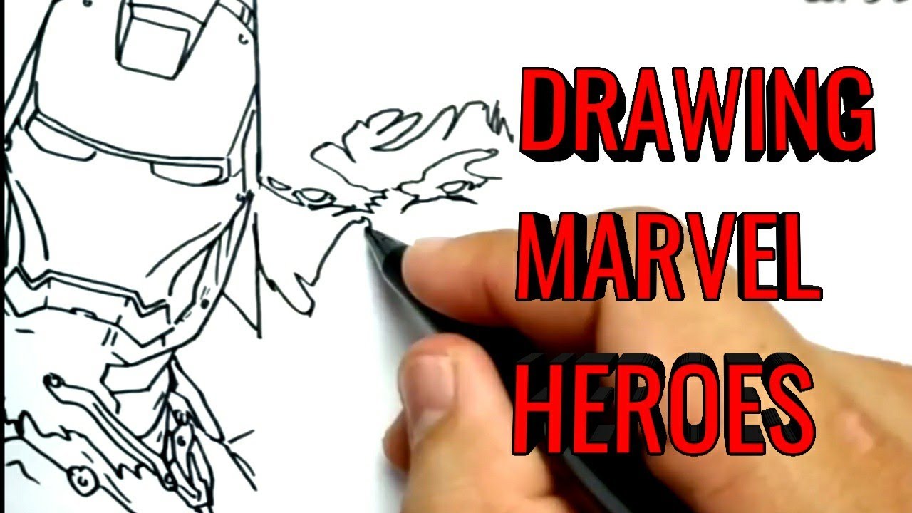 how to draw marvel heroes , ironman , hulk , thor , captain america for kids 