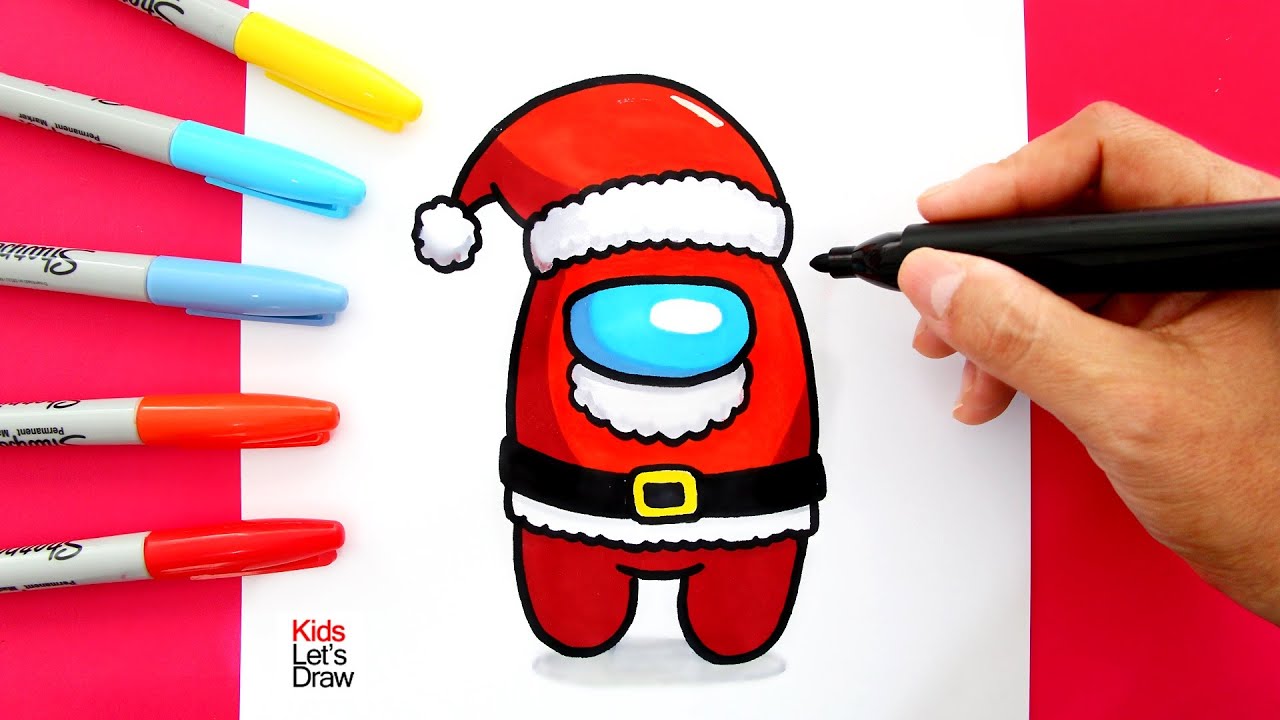 How to draw AMONG US SANTA CLAUS | Cómo dibujar a Papá Noel de Among Us 