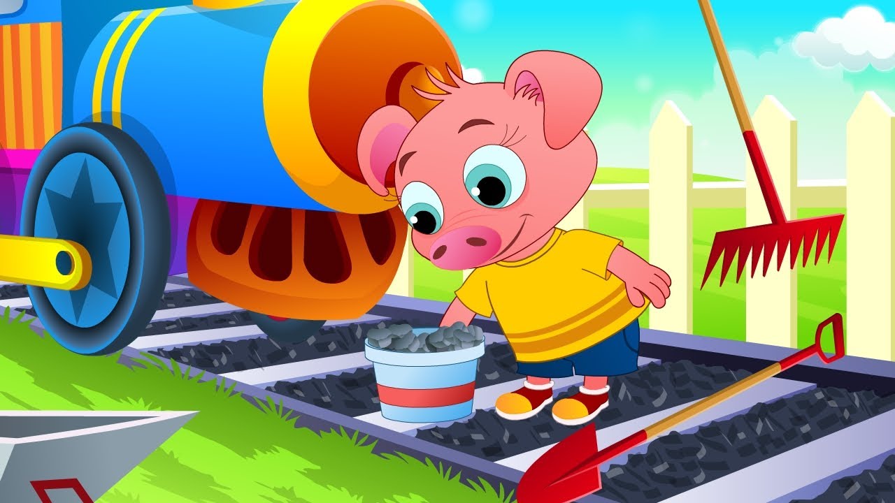 Piggy On The Railway - English Nursery Rhymes - Cartoon And Animated Rhymes 
