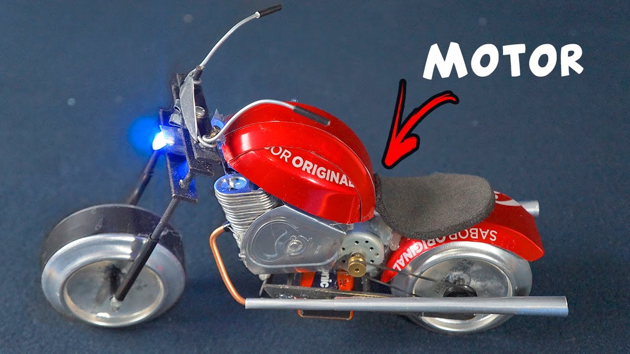 Making an Amazing Mini Motorcycle with DC Motor and Soda Cans 