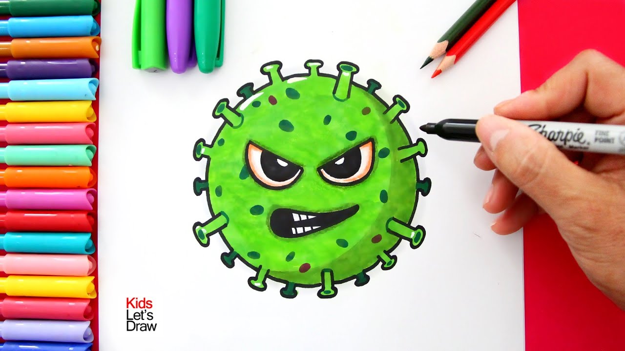 Cómo dibujar un VIRUS para Niños (Representación Gráfica) 