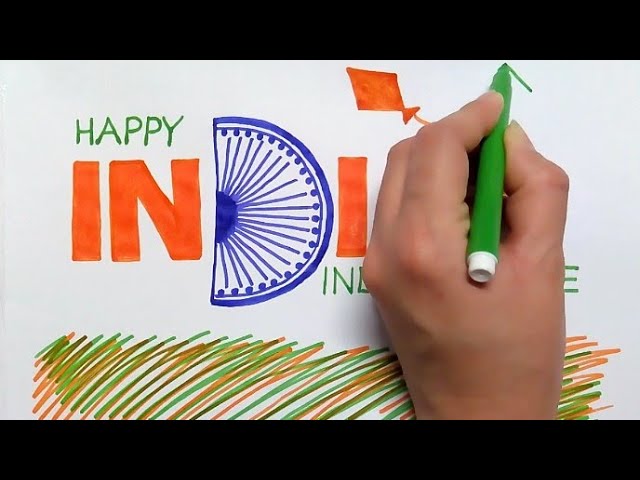 how to make independence day greeting card poster drawing 