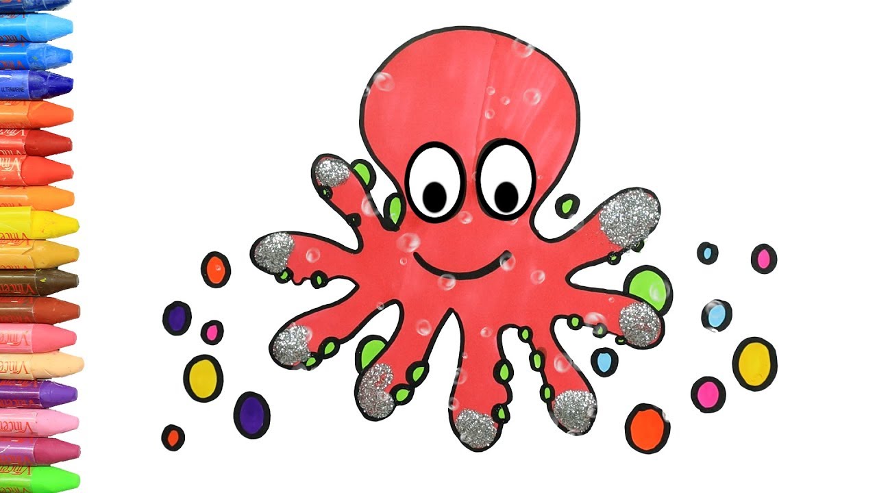 画画教学 | 儿童画画 | 如何画可愛的章魚 | 如何绘画和颜色孩子电视 