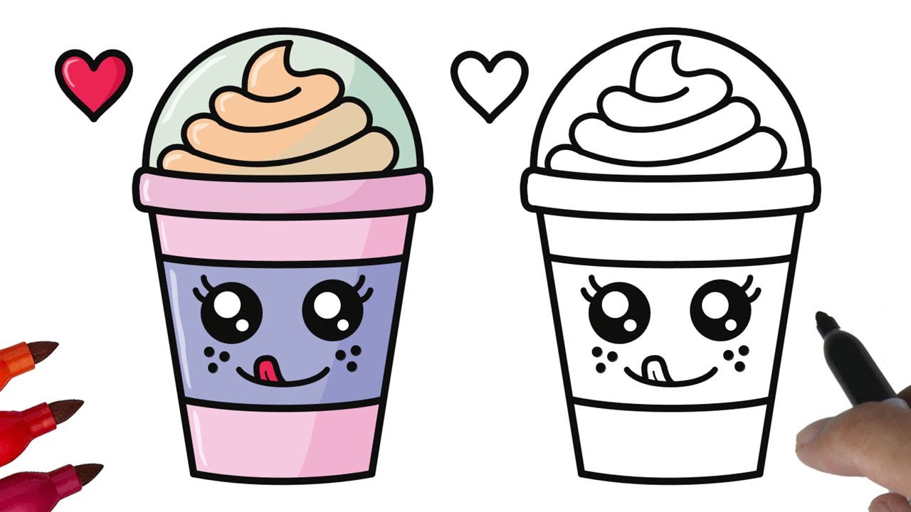 Cara Menggambar Cup Minuman Es Krim | Draw Ice Cream Cup 