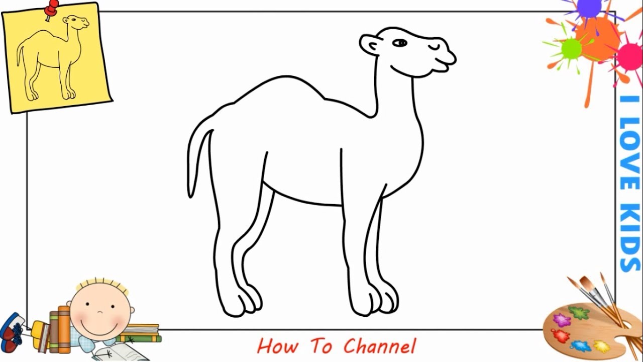 How to draw a camel EASY & SLOWLY step by step for kids, beginners, children 