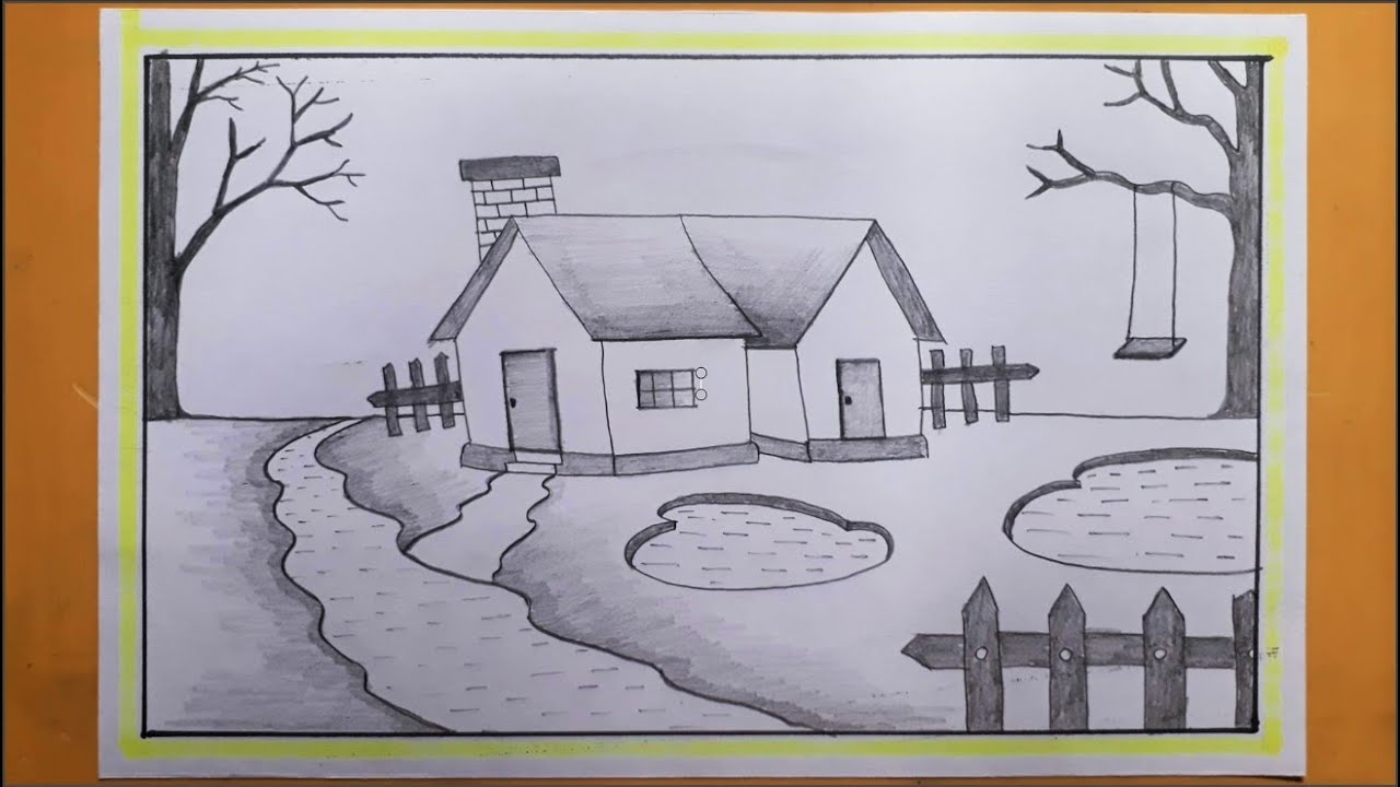 Scenery Drawing (Pencil) | Easy Scenery Drawing for Bigenners | Step by Step 